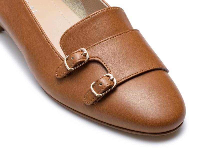 ダブルモンクフラットシューズ