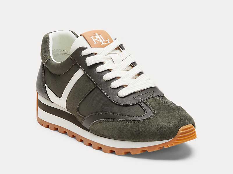 R90G_S DANI レザースニーカー オリーブ